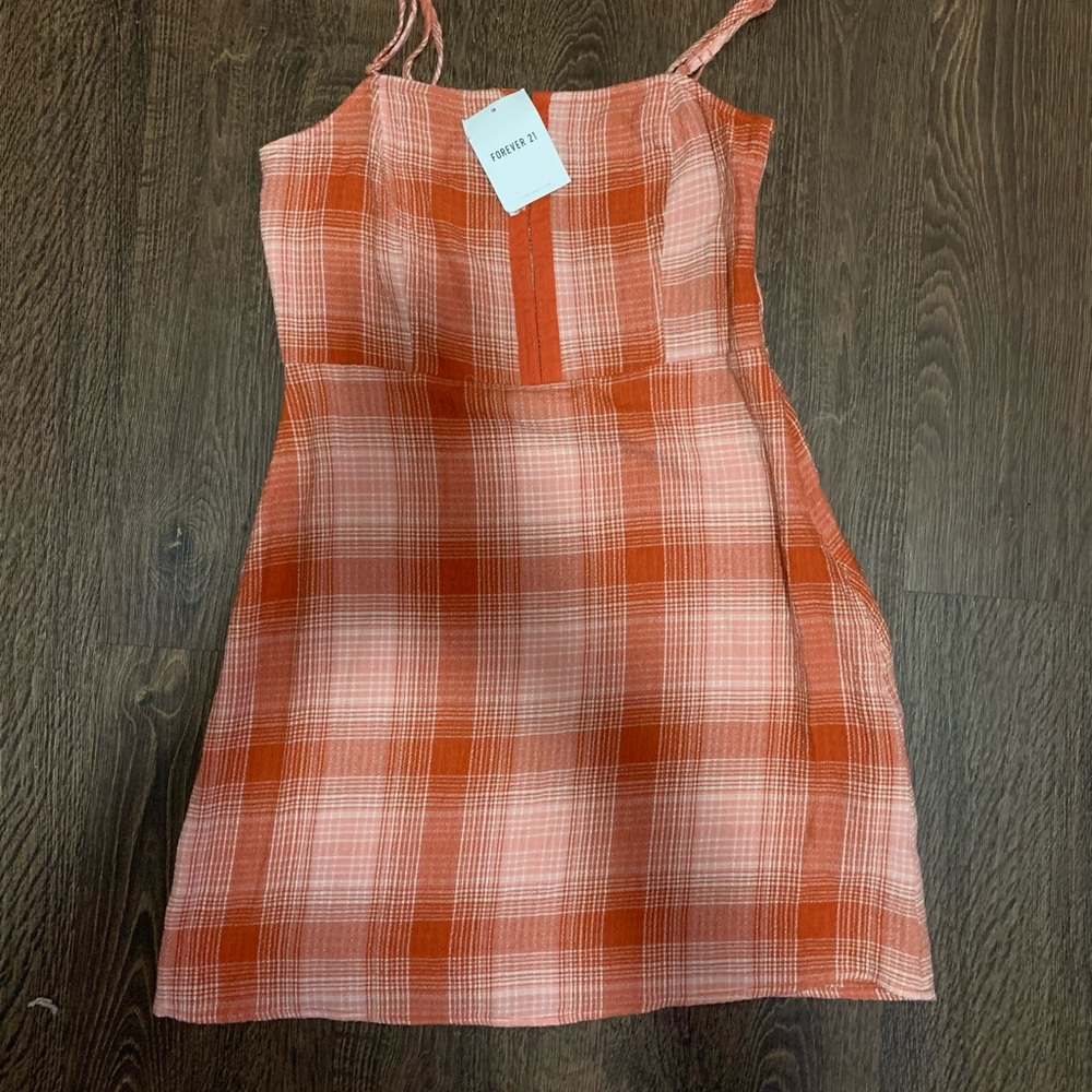 COPY - Orange Plaid Hook-and-Eye Cami Dress